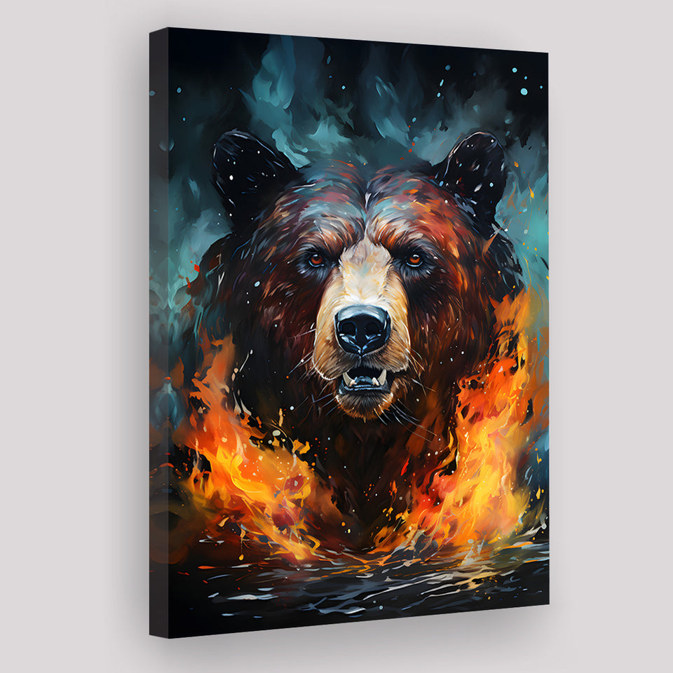 Painting Bear Portrait Canvas Prints Wall Art Home Decor, Painting Canvas, Living Room Wall Decor