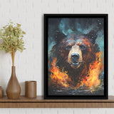 Painting Bear Portrait Framed Canvas Prints Wall Art Home Decor, Painting Canvas, Floating Frame