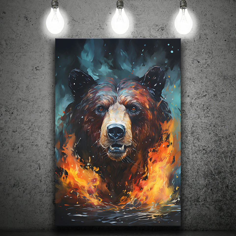 Painting Bear Portrait Canvas Prints Wall Art Home Decor, Painting Canvas, Living Room Wall Decor