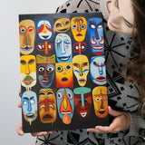 Painting Diffirent Mask Native American Abstract Canvas Prints Wall Art Home Decor, Painting Canvas, Living Room Wall Decor