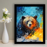 Painting Of Bear Portrait V1 Framed Art Prints Wall Decor, Painting Art, Framed Picture