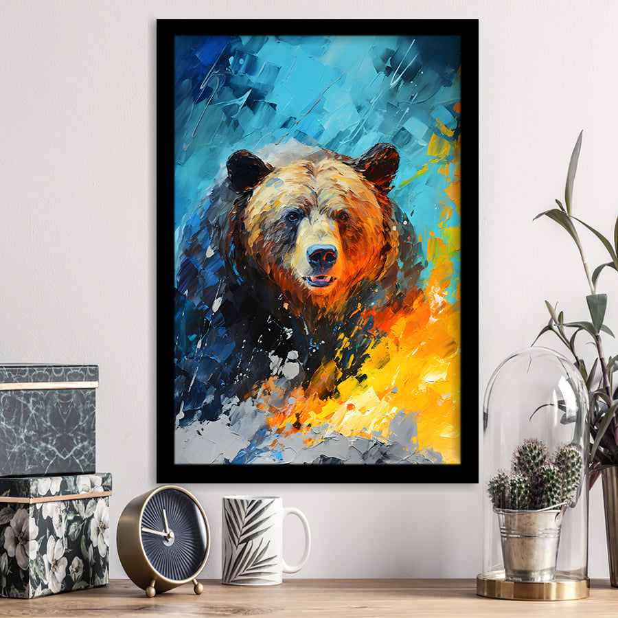 Painting Of Bear Portrait V1 Framed Art Prints Wall Decor, Painting Art, Framed Picture