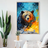 Painting Of Bear Portrait V1 Framed Canvas Prints Wall Art Home Decor, Painting Canvas, Floating Frame