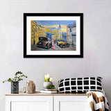 Paintings Landscape Old City Street And Old Auto Car Wall Art Print - Framed Art, Framed Prints, Painting Print