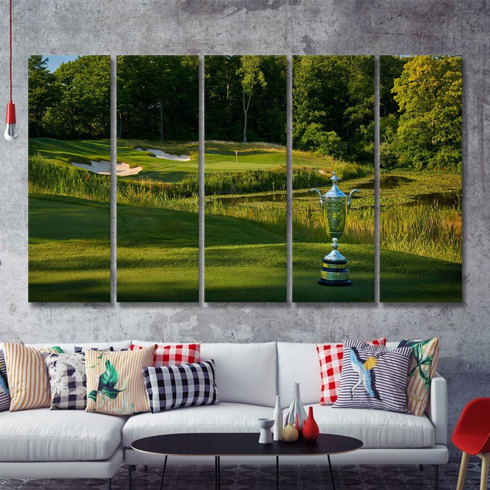 Pga Championship Wanamaker Trophy 5 Pieces B Canvas Prints Wall Art - Painting Canvas, Multi Panel