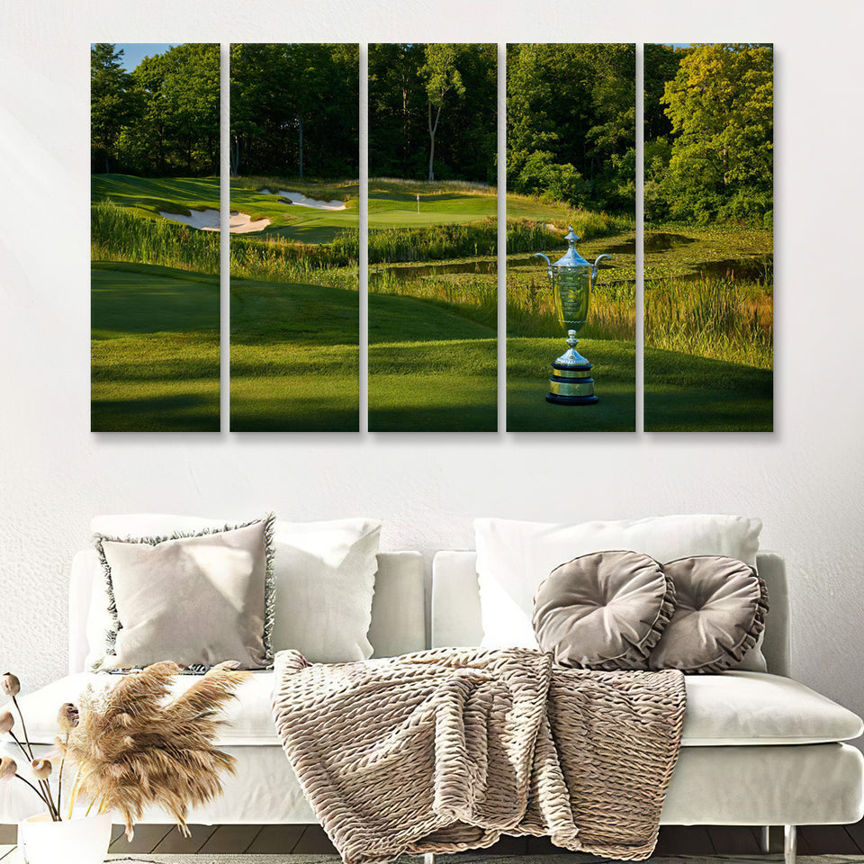 Pga Championship Wanamaker Trophy 5 Pieces B Canvas Prints Wall Art - Painting Canvas, Multi Panel