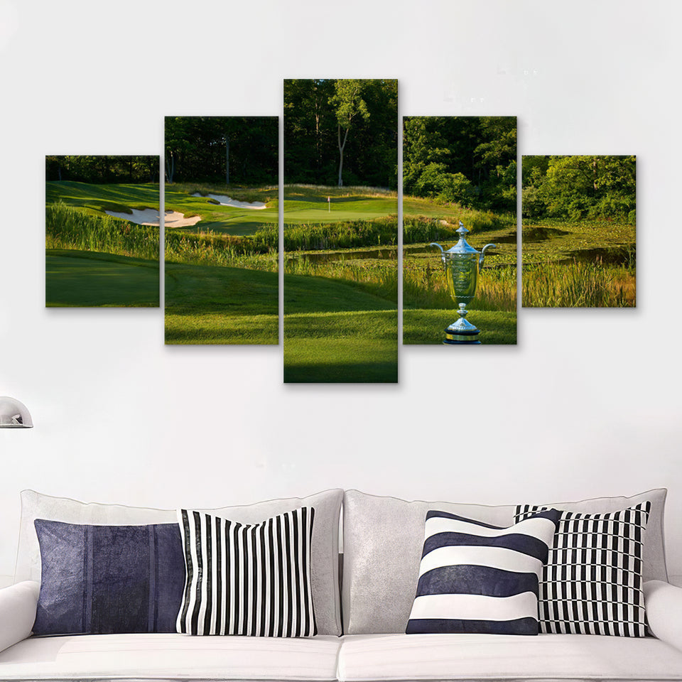 Pga Championship Wanamaker Trophy 5 Pieces Canvas Prints Wall Art - Painting Canvas, Multi Panel