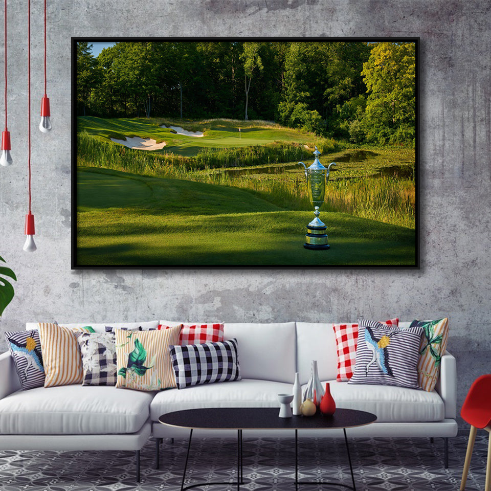 Pga Championship Wanamaker Trophy Framed Canvas Prints Wall Art - Painting Canvas, Floating Frame, Wall Decor