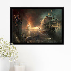 Pirate Beautifull Framed Canvas Prints Wall Art - Painting Canvas, Home Wall Decor, Prints for Sale,Black Frame
