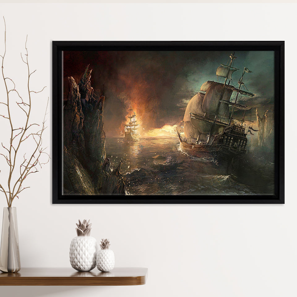 Pirate Beautifull Framed Canvas Prints Wall Art - Painting Canvas, Home Wall Decor, Prints for Sale,Black Frame