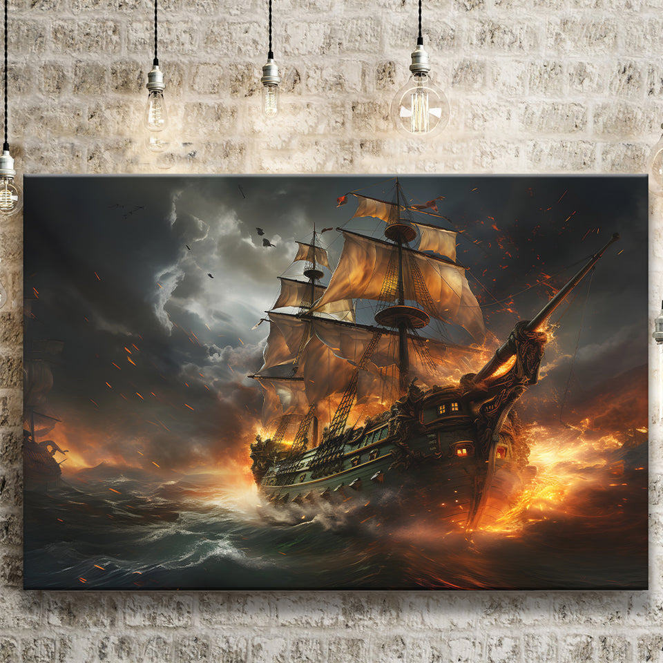 Pirate Ship Running Away Canvas Prints Wall Art Home Decor