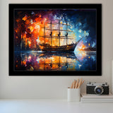 Pirate Ship Sailing Oil Painting Framed Art Prints Wall Decor, Painting Art, Framed Picture