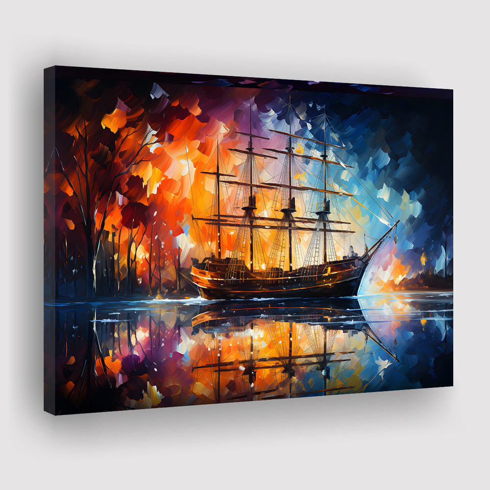Pirate Ship Sailing Oil Painting Canvas Prints Wall Art Home Decor, Painting Canvas, Living Room Wall Decor