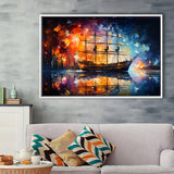 Pirate Ship Sailing Oil Painting Framed Canvas Prints Wall Art Home Decor, Painting Canvas, Floating Frame