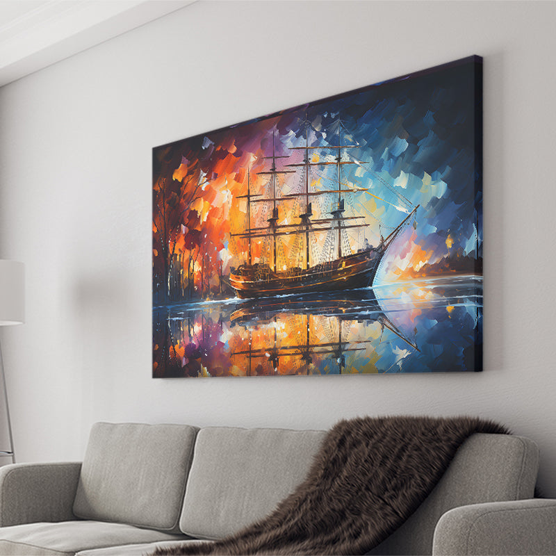 Pirate Ship Sailing Oil Painting Canvas Prints Wall Art Home Decor