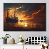 Pirate Ghost Ship In Sunset Oil Painting, Canvas Prints Wall Art Decor - Painting Canvas,Art Prints