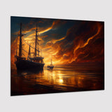 Pirate Ghost Ship In Sunset Oil Painting, Poster Art, Poster Print Wall Art Decor