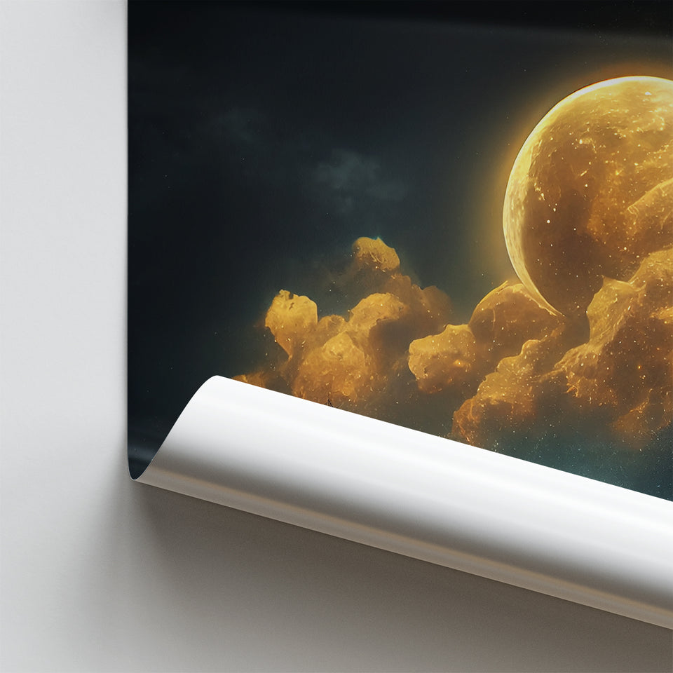 Pirate Ship Sailing On The Sea Night Light Moon, Poster Art, Poster Print Wall Art Decor