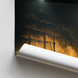 Pirate Ship Sailing On The Sea Night Light Moon V2, Poster Art, Poster Print Wall Art Decor