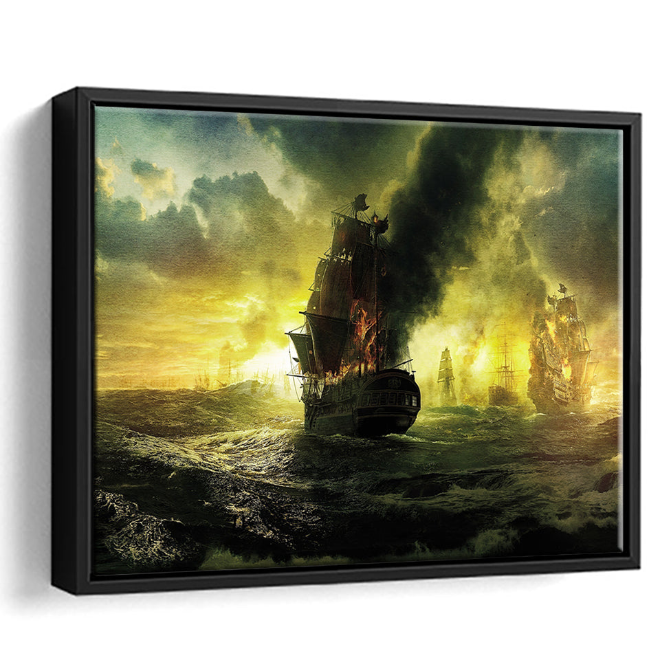 Pirates Of The Caribbean Hintergrund Framed Canvas Prints Wall Art - Painting Canvas, Home Wall Decor, Prints for Sale,Black Frame
