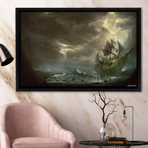 Pirates Of The Caribbean Ocean Framed Canvas Prints Wall Art - Painting Canvas, Home Wall Decor, Prints for Sale,Black Frame