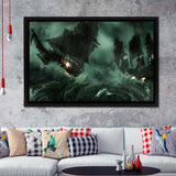 Pirates Of The Caribbean Storm Framed Canvas Prints Wall Art - Painting Canvas, Home Wall Decor, Prints for Sale,Black Frame
