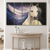 Portrait White Horse Oil Painting Larger Canvas Art, 5 Piece Canvas Prints Wall Art Decor