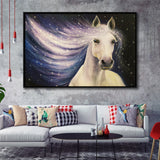Portrait-White-Horse Oil Painting Framed Canvas Prints Wall Art Home Decor,Floating Frame
