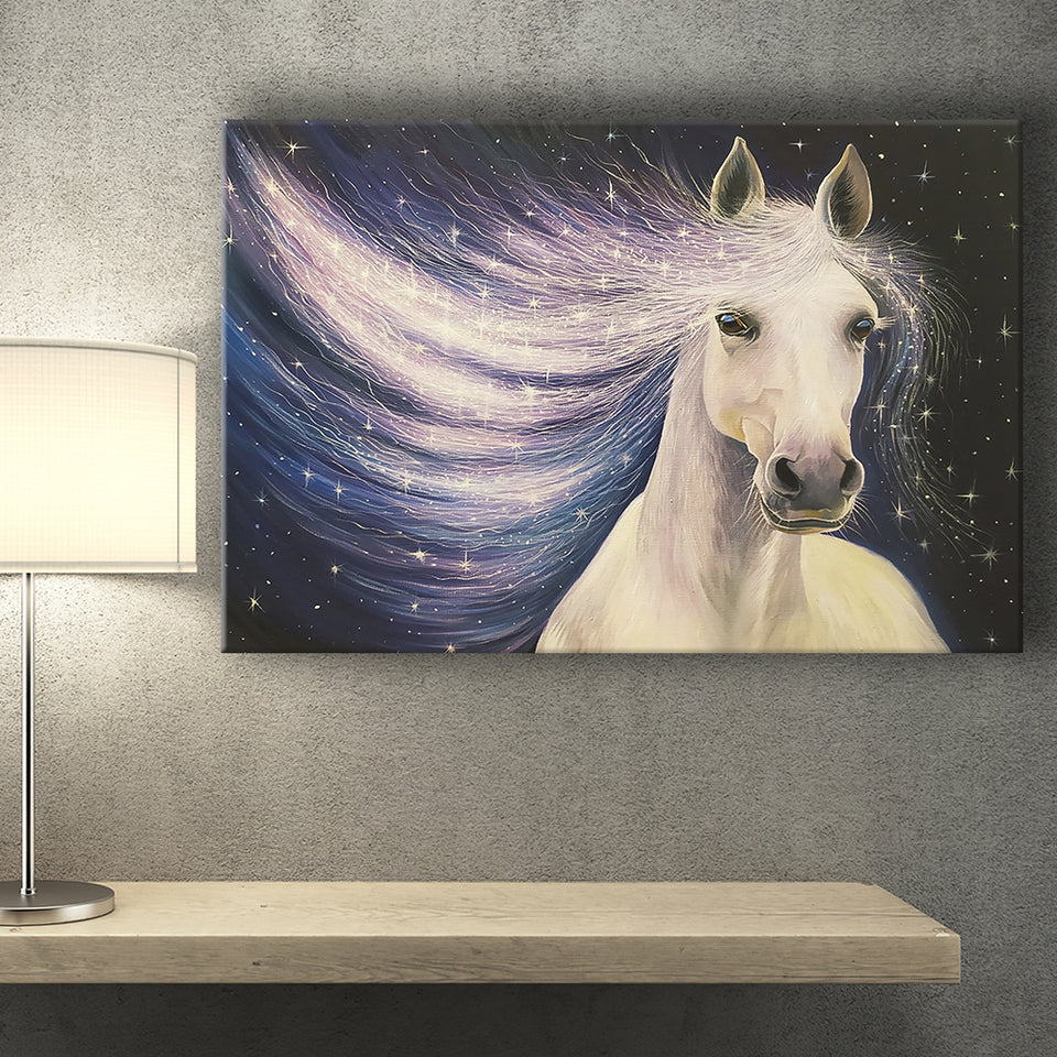 Portrait-White-Horse Oil Painting Canvas Prints Wall Art Home Decor