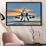 Rafale Fighter Jet Military Airplane Plane Fighter 17 Framed Canvas Prints Wall Art Decor - Painting Canvas, Black Framed Picture