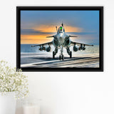Rafale Fighter Jet Military Airplane Plane Fighter 17 Framed Canvas Prints Wall Art Decor - Painting Canvas, Black Framed Picture