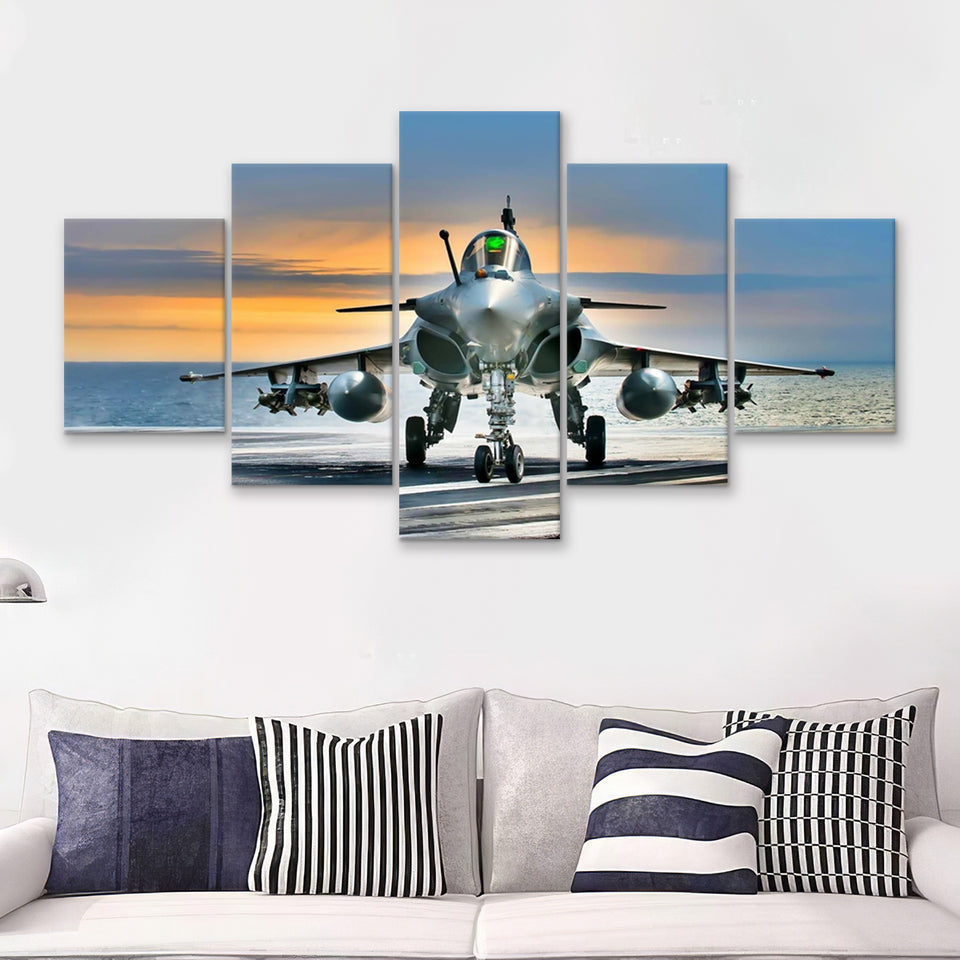 Rafale Fighter Jet Military Airplane Plane Fighter 17 5 Piece Canvas Prints Wall Art Decor - Painting Canvas, Multi Panels