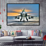 Rafale Fighter Jet Military Airplane Plane Fighter 17 Framed Canvas Prints Wall Art Decor - Painting Canvas, Black Framed Picture