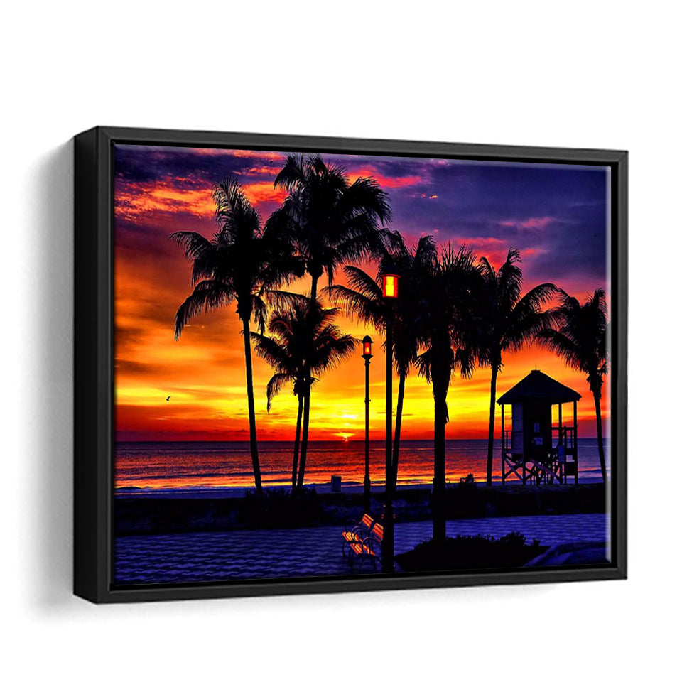 Romatic Diani Beach Sunset Framed Canvas Wall Art - Canvas Prints, Prints For Sale, Painting Canvas,Framed Prints
