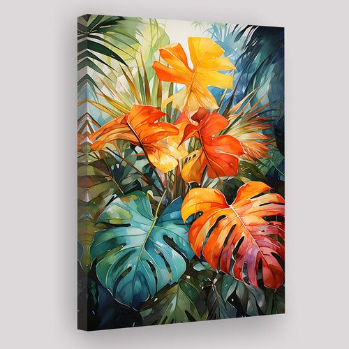 Ropical Leaves Palm Tree Watercolor V2 Canvas Prints Wall Art Home Decor, Painting Canvas, Living Room Wall Decor