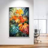 Ropical Leaves Palm Tree Watercolor V2 Framed Canvas Prints Wall Art Home Decor, Painting Canvas, Floating Frame