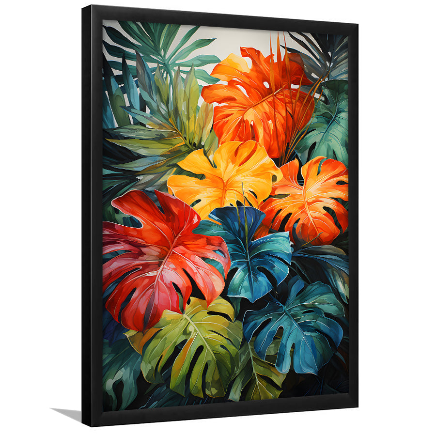 Ropical Leaves Palm Tree Watercolor V3 Framed Art Prints Wall Decor, Painting Art, Framed Picture