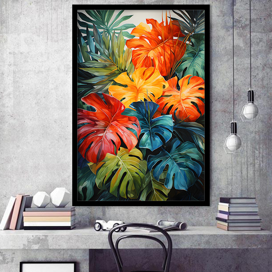 Ropical Leaves Palm Tree Watercolor V3 Framed Art Prints Wall Decor, Painting Art, Framed Picture