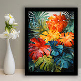 Ropical Leaves Palm Tree Watercolor V3 Framed Art Prints Wall Decor, Painting Art, Framed Picture