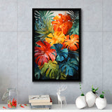 Ropical Leaves Palm Tree Watercolor V3 Framed Canvas Prints Wall Art Home Decor, Painting Canvas, Floating Frame