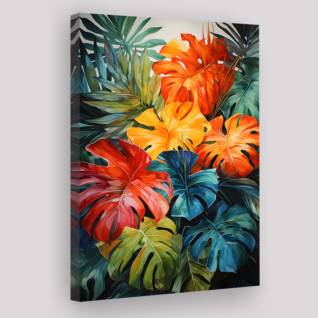 Ropical Leaves Palm Tree Watercolor V3 Canvas Prints Wall Art Home Decor, Painting Canvas, Living Room Wall Decor