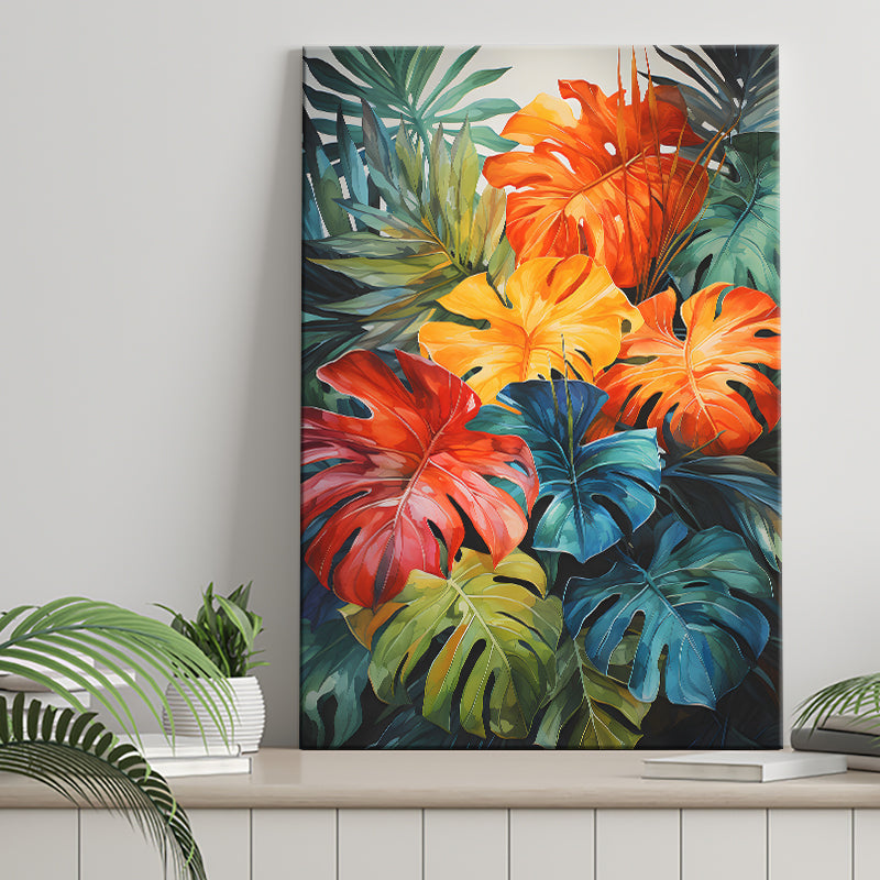 Ropical Leaves Palm Tree Watercolor V3 Canvas Prints Wall Art Home Decor, Painting Canvas, Living Room Wall Decor