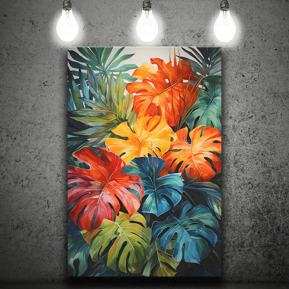 Ropical Leaves Palm Tree Watercolor V3 Canvas Prints Wall Art Home Decor, Painting Canvas, Living Room Wall Decor