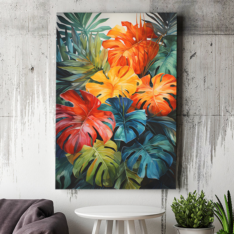 Ropical Leaves Palm Tree Watercolor V3 Canvas Prints Wall Art Home Decor, Painting Canvas, Living Room Wall Decor