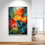Ropical Leaves Palm Tree Watercolor V3 Framed Canvas Prints Wall Art Home Decor, Painting Canvas, Floating Frame