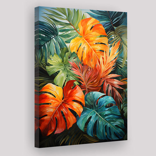 Ropical Leaves Palm Tree Watercolor V4 Canvas Prints Wall Art Home Decor, Painting Canvas, Living Room Wall Decor