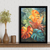 Ropical Leaves Palm Tree Watercolor V4 Framed Canvas Prints Wall Art Home Decor, Painting Canvas, Floating Frame