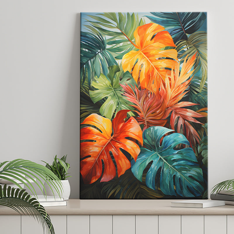 Ropical Leaves Palm Tree Watercolor V4 Canvas Prints Wall Art Home Decor, Painting Canvas, Living Room Wall Decor