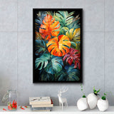 Ropical Leaves Palm Tree Watercolor V6 Framed Canvas Prints Wall Art Home Decor, Painting Canvas, Floating Frame