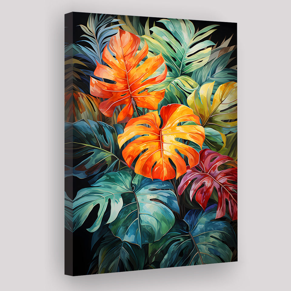 Ropical Leaves Palm Tree Watercolor V6 Canvas Prints Wall Art Home Decor, Painting Canvas, Living Room Wall Decor